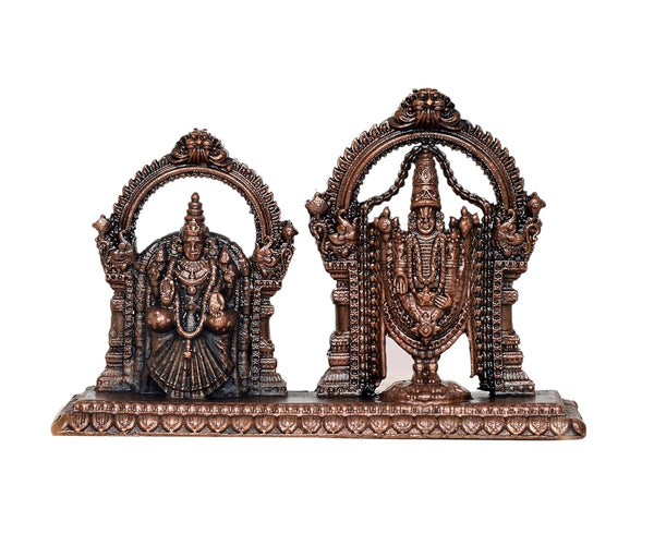 Copper Tirupati Balaji Lakshmi Venkateshwara Statue for Home, Mandir Pooja Decor Idol Color-Copper (Height: 3 Inch)