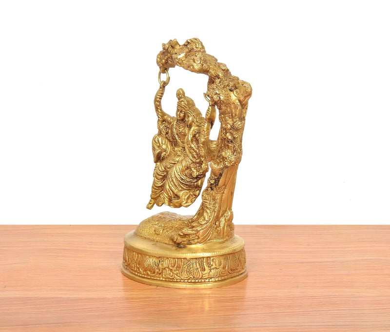 Brass Radha Krishna Idol on Swing (Height 8 Inch)