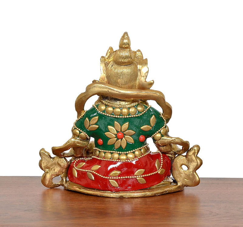 Brass Kubera God of Wealth Kuber Kuberan Protector of The World Antique Statue Murti Statue (Height: 5 Inch)