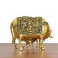 Bronze Cow with Calf for Pooja Mandir Home Templ Decor and Car Dashboard (Height 3 Inch)