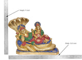 Brass Lakshmi-Vishnu statue, height 11 inch, measurement view with Sheshnag serpent