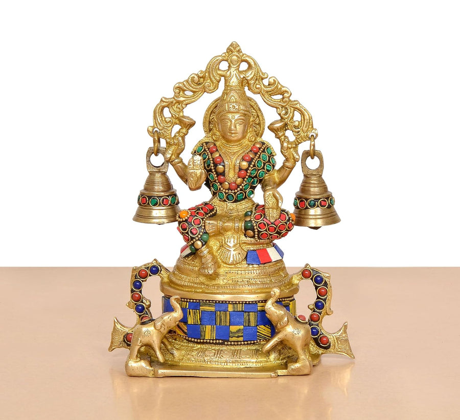 Brass Goddess Lakshmi Sitting Statue (Height: 8 Inch) Craft Detail