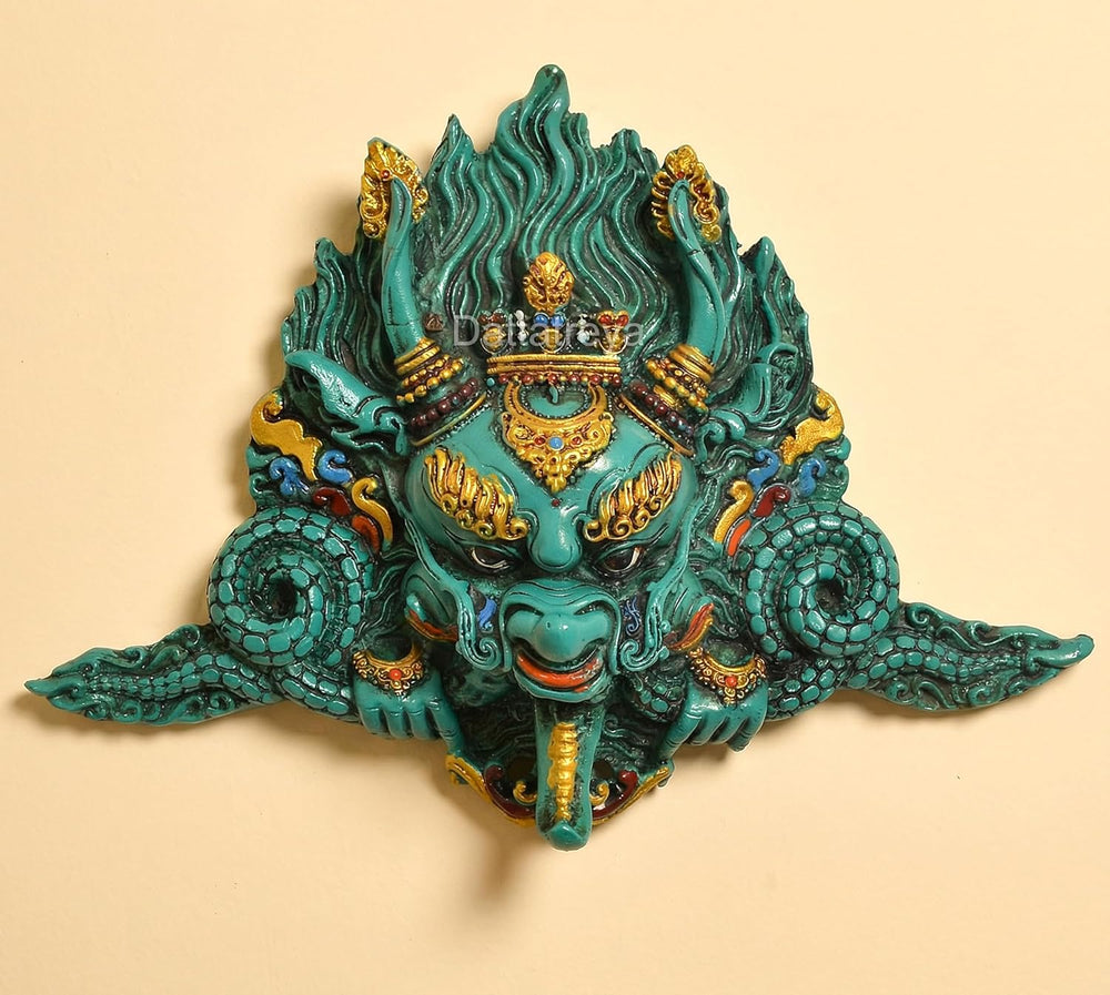 Resin Kirtimukha Wall Hanging Ward Off Evil Protection Symbol Nepali Style (Height : 7 Inch)