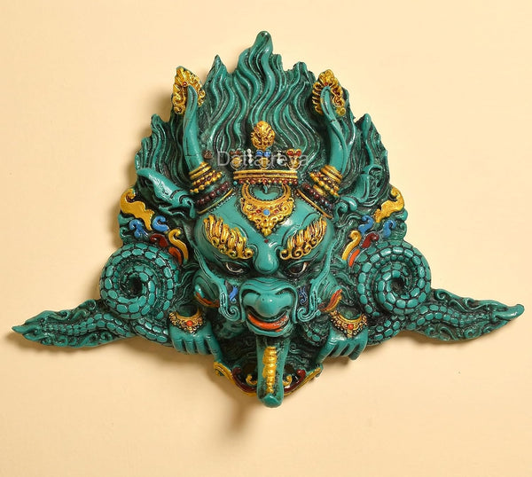 Resin Kirtimukha Wall Hanging Ward Off Evil Protection Symbol Nepali Style (Height : 7 Inch)