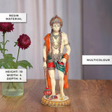 Lord Hanuman polyresin figurine in multicolour robe, 10 inch height