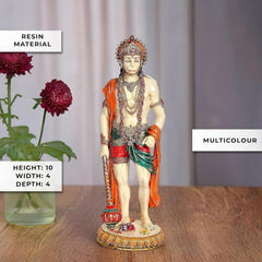 Lord Hanuman polyresin figurine in multicolour robe, 10 inch height