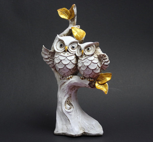 Resin Owl Couple Table Decor (Height: 6 Inches) Study Setting