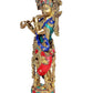 Brass Lord Krishna Idol Statue Krishna Figurine Sculpture Decorative Showpiece for Home Office Decor Multicolour Height 14.5 Inches