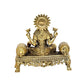 Brass Lakshmi Idol Laxmi Goddess Lakshmi Sitting Statue in Blessing Position for The Puja Temple at Home in Brass (Height: 4 Inch)