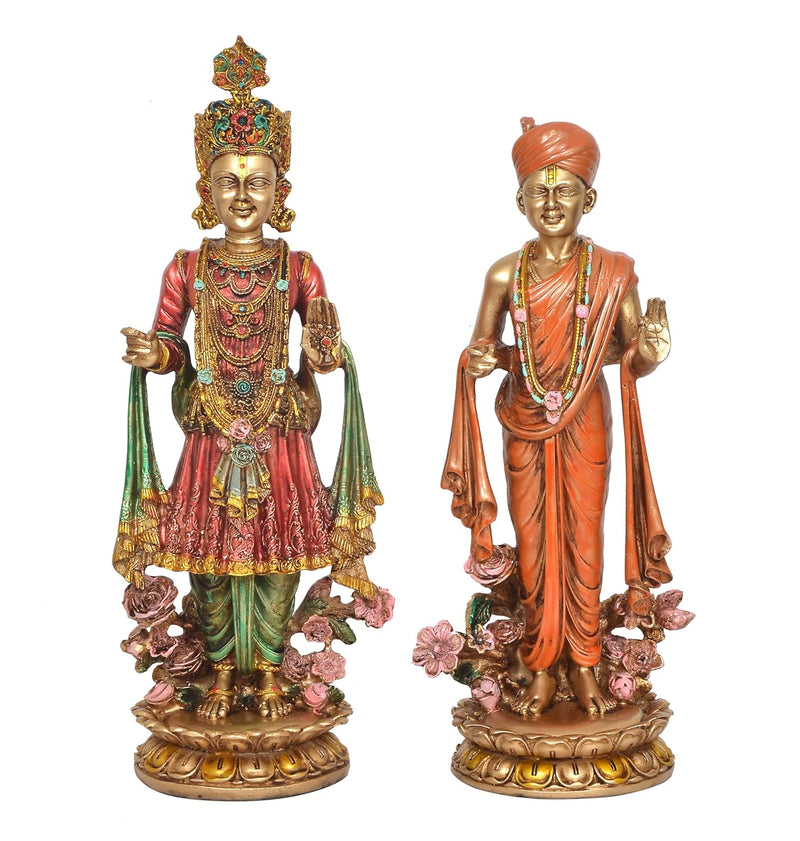 Resin Swami Narayan (Shri Shajanand Swami) and (Pujya Akshar Murti) Shri Gunatinadan Swami.(BAPS) (Height :14 Inches)