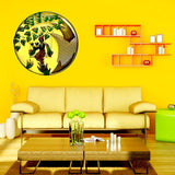Iron Krishna swing wall hanging, circular metal frame with LED lights