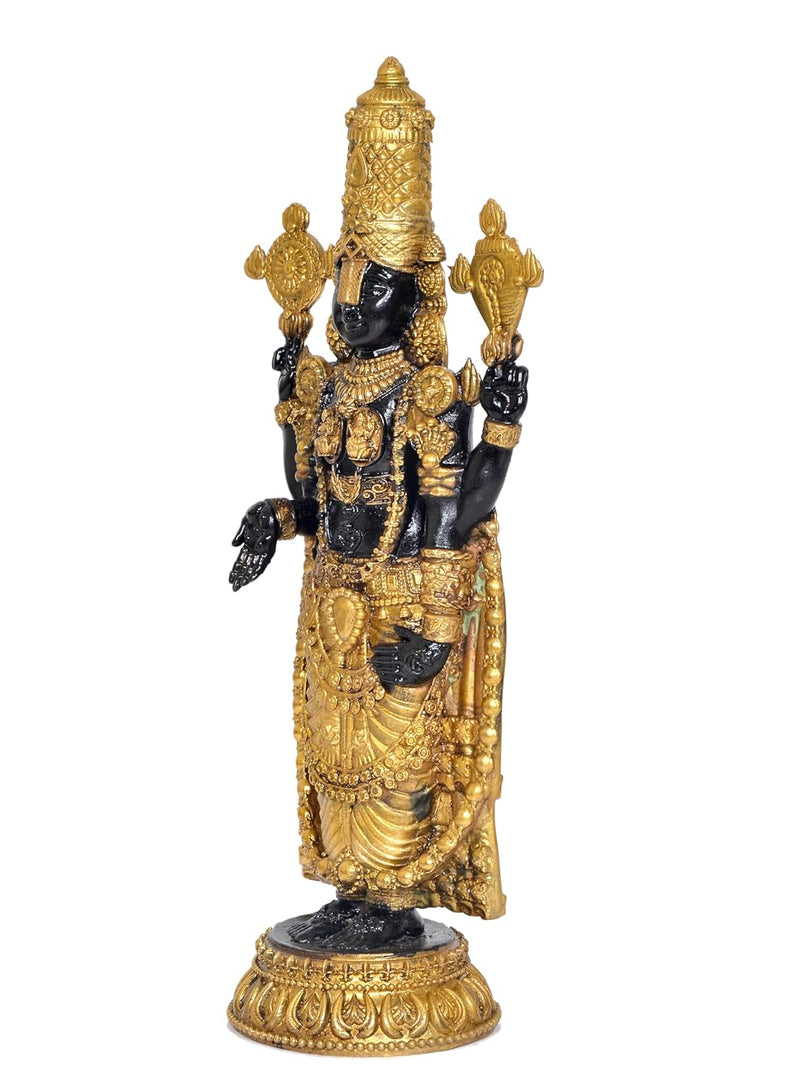 Superfine Brass Standing Lord Tirupati Bala Ji Idol Statue for Home Temple Office Decor Figurine Showpiece (Height 11.5 Inch)