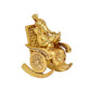 Brass Ganesha Statue Book Reading Turbaned Ganesh Sitting on Chair Sculpture Golden (Height 5 inch)