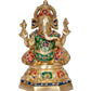 Brass Ganesh Statue Handcrafted Lord Ganesha Idol for Home Decor and Pooja Hindu God Ganapati Figurine (Height 11 Inch)