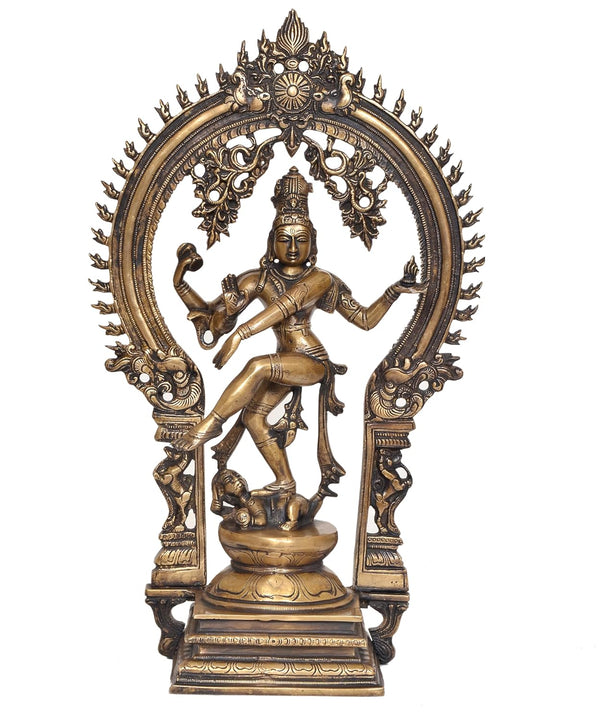 Brass Natraj Lord Shiva Dancing Natraj Brass Idol Statues for Home Decor and Ofice Multicolor (Height: 17.5 inch)