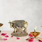 Fine Brass Cow with Calf Pooja Mandir Home Decor (Height 2.5 Inch)