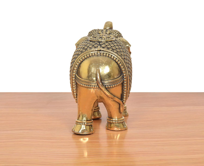 Brass Elephant Figurine (Height 4 Inch)