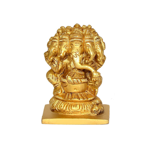 Brass Panchmukhi Ganesha Idol (Weight : 35 g) Study Setting