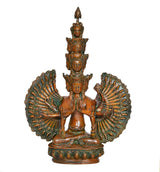 AONA brass eleven-headed Avalokiteshvara statue with stacked faces and fan arms