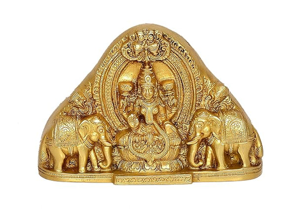 Brass Lakshmi Idol Laxmi Goddess Lakshmi Sitting Statue for The Puja Temple at Home in Brass (Height: 4.5 Inch) Entryway Setting