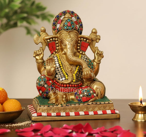 Brass Lord Ganesha Idol (Height: 8 Inch)