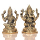 Brass Laxmi Ganesh Statue - Handcrafted Goddess Lakshmi and Lord Ganesha Idol for Home Decor and Pooja - Hindu Deities Figurine (Height 4.5 Inch)