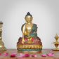 Brass Buddha Dhyan Mudra Statue Handcrafted Spiritual Decor for Home and Office Decor Meditating Buddha Idol (Height 8 Inch)