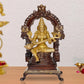 Brass Maa Saraswati Statue - Handcrafted Hindu Goddess Siting Saraswati Idol for Home Decor and Pooja Mandir (Height 8 Inch)