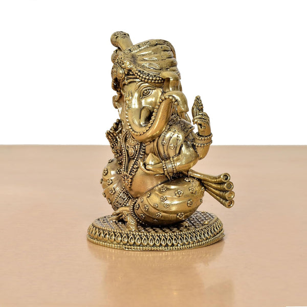 Superfine Brass Lord Ganesha Idol (Height 4 Inch) Study Setting