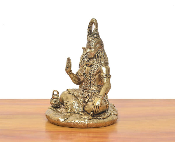 Superfine Brass Lord Shiva in Blessing Posture Statue (Height: 5.5 Inches) Study Setting