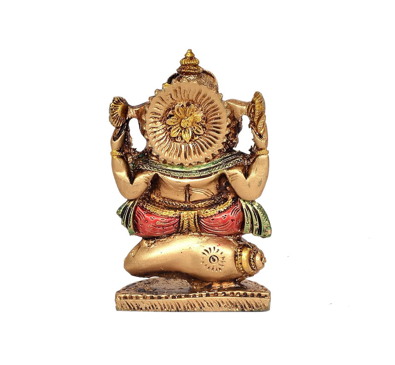 Resin Ganesha on Shankh Decorative for Home Decor Temple Pooja Mandir,Showpiece (Height: 3 Inch)