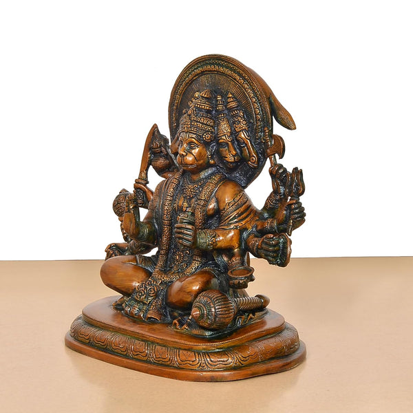 Brass Panchmukhi Hanuman Idol (Height: 9.5Inch) Study Setting