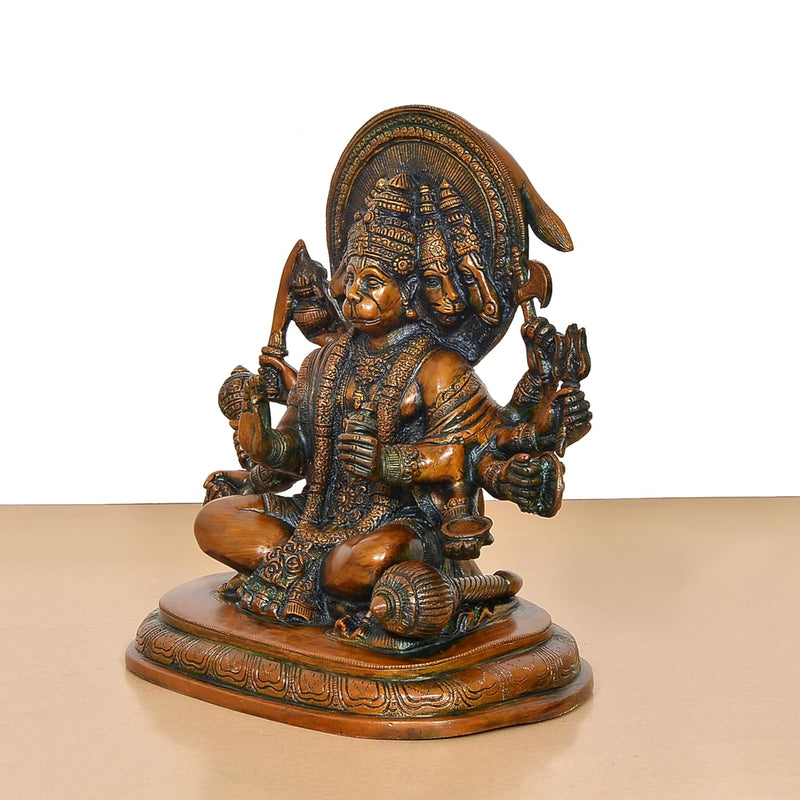 Brass Panchmukhi Hanuman Idol (Height: 9.5Inch)
