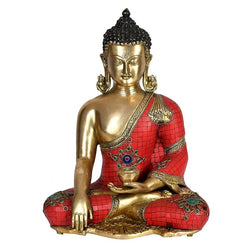 Decorative Lord Buddha Idol Meditating Pose - (Brass, Height 16")