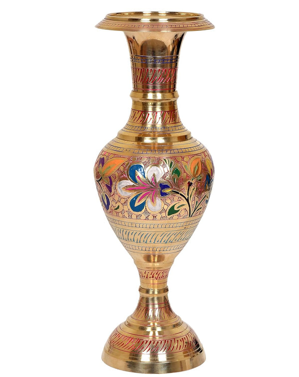 Brass Flower Vase Flower Pot for Planter for Home and Office Decor with Indian Alluring Design and Nakarshi (Height 14 Inch) Entryway Setting
