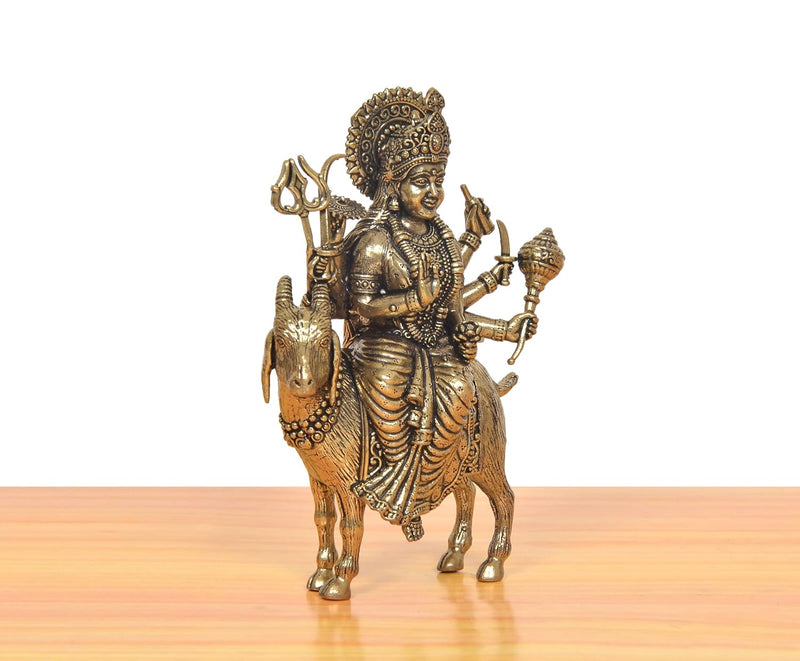 Bronze Meldi MATA Idol Seated on Goat (Height:5 Inch)