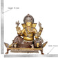 Brass Handcrafted Ganesha Seated on Chowki Idol (Height 16 Inch)