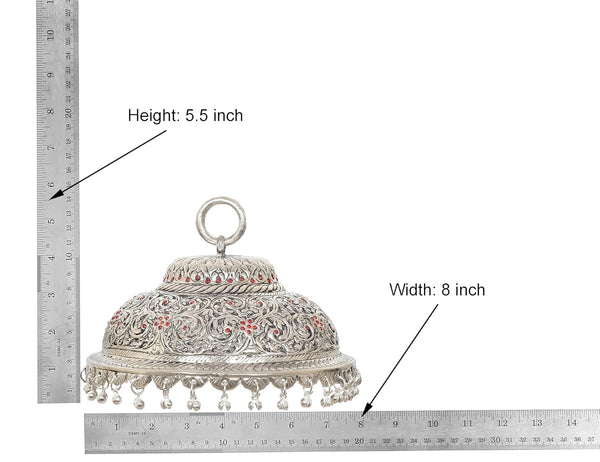 Metal Silver Carved Chattar (Height : 5.5 Inch) Entryway Setting