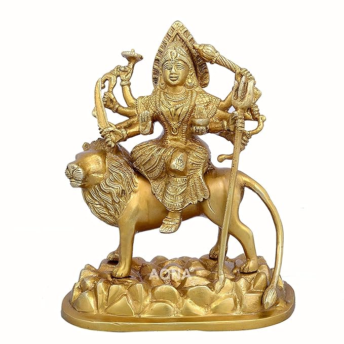 India Brass Goddess Durga Maa, Height : 9.5 inches