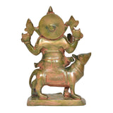 Brass Ganesha on mouse figurine, back view showing sculpted details