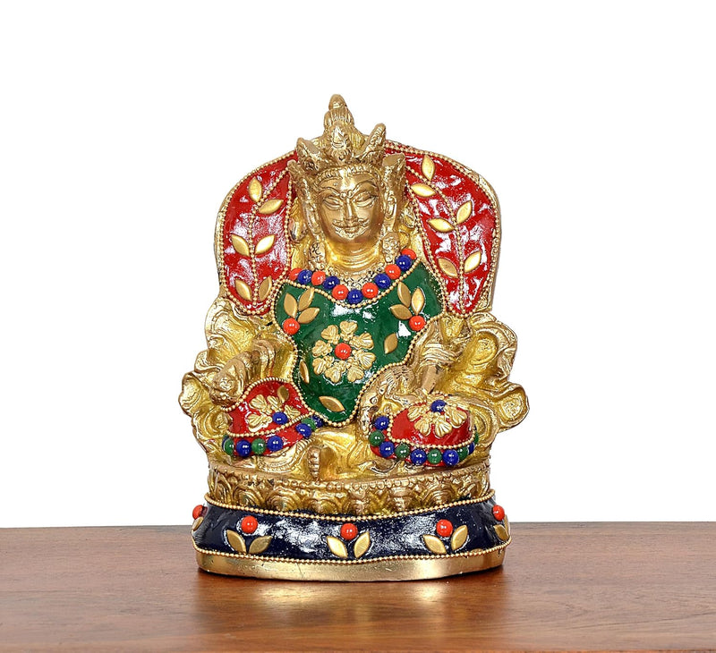 Brass Kubera God of Wealth Kuber Kuberan Protector of The World Antique Statue Murti Statue for Home Decor Office Mandir (Height: 5.5 Inch)