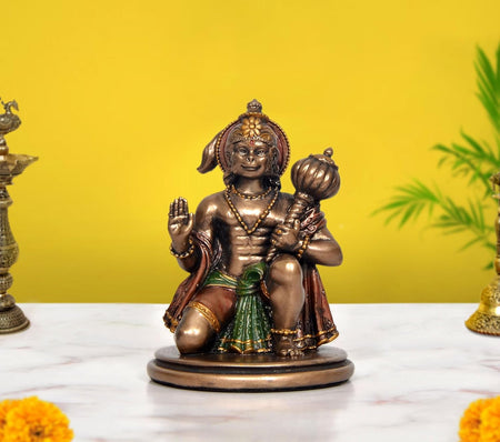 Resin Hanuman JI Sitting in Blessing Idol (Height: 3 Inch)