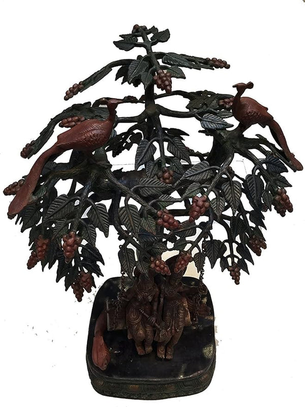 Brass Krishna Radha on Swing under tree (Height: 28.5) Study Setting
