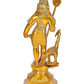 Lord Kartikeya Brass Idol Figurine Standing Murgan with Peacock Sculpture Showpiece Golden Height 10 Inches