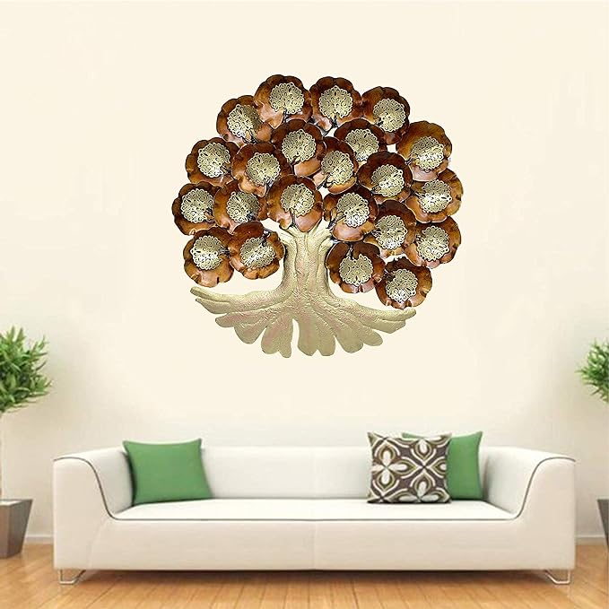 Iron Beautiful Tree Wall Hanging with LED Light (Height: 19 Inches) Craft Detail
