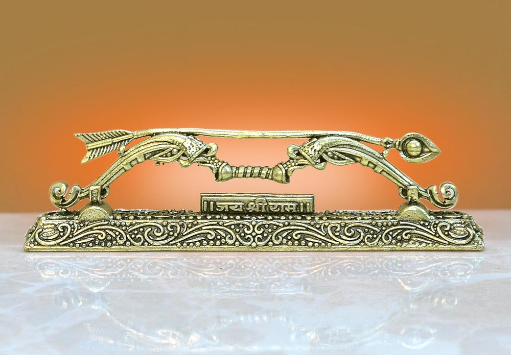 Superfine Brass Jai Shree Ram Dhanush for Home Decor Mandir Pooja Showpiece Car Dashboard (Height 1 Inch)
