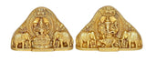 Brass Lakshmi and Ganesh sitting idol, front view, 4.5 inch