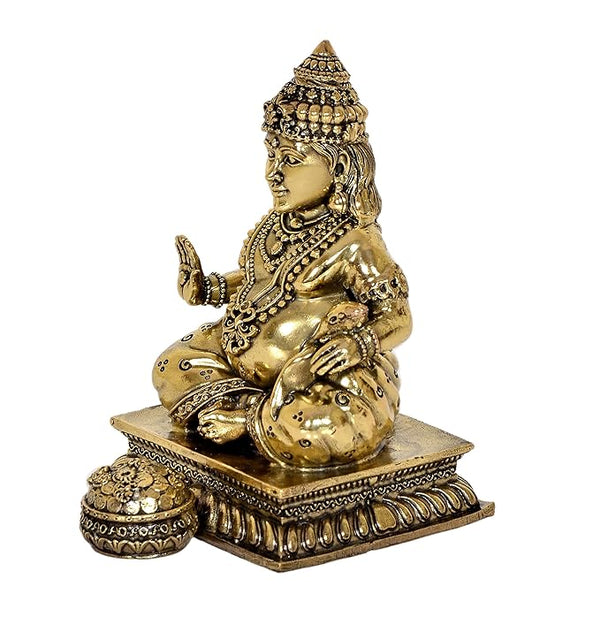 Fine Brass Kuber Idol Statue Showpiece for Home Office Bronze Color (Height 5 Inch) Study Setting