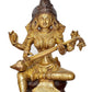 Brass Maa Saraswati Statue Handcrafted Hindu Goddess Saraswati Idol for Home Decor and Pooja Statue (Height 8 Inch)