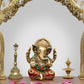 Brass Lord Ganesha Idol Ganesh Statue Sculpture for Home Decor Office Mandir Pooja Decorative Showpiece (Height 7 Inch)